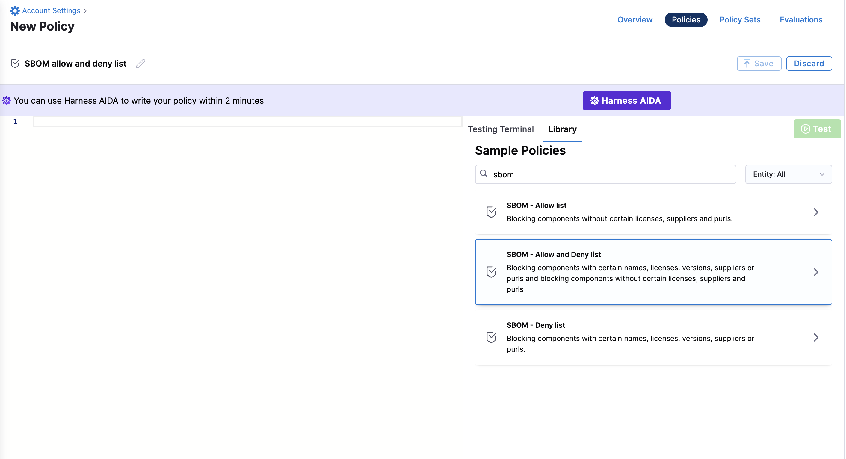SBOM Sample policies SBOM Sample policies